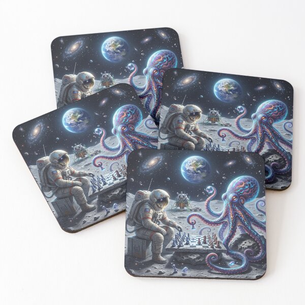 Item preview, Cosmic chess: octopus and astronaut on the moon designed and sold by Mente Creativa.