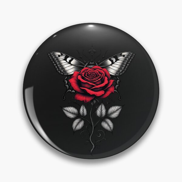 Item preview, Moth and Red Rose – Gothic Tattoo Flash Art RBA-2026-0205-F designed and sold by IdeaSmith.
