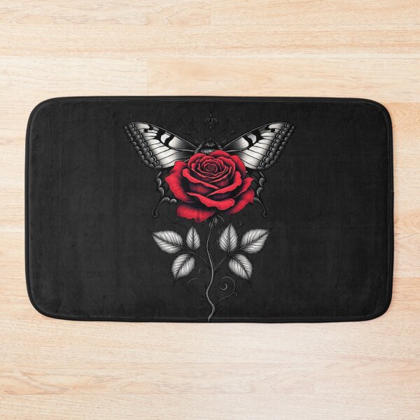 Item preview, Moth and Red Rose – Gothic Tattoo Flash Art RBA-2026-0205-F designed and sold by IdeaSmith.