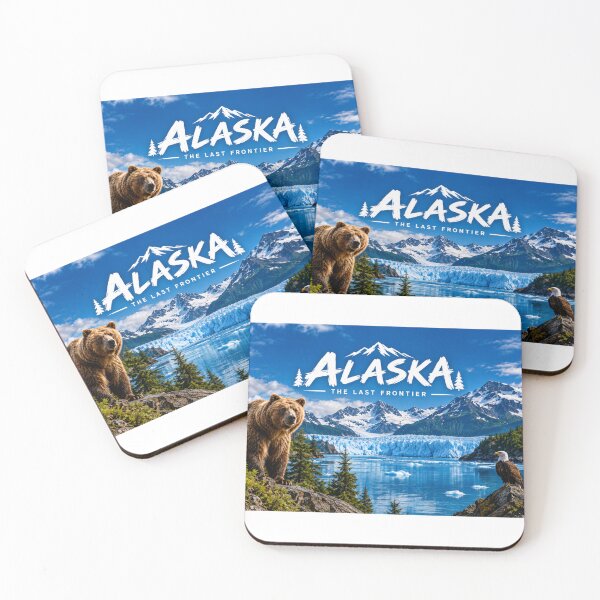 Item preview, Alaska The Last Frontier Abstract Art – Grizzly Bear, Glacier Mountains & Colorful Wilderness Landscape Digital Artwork designed and sold by GoodPlaceToShop.