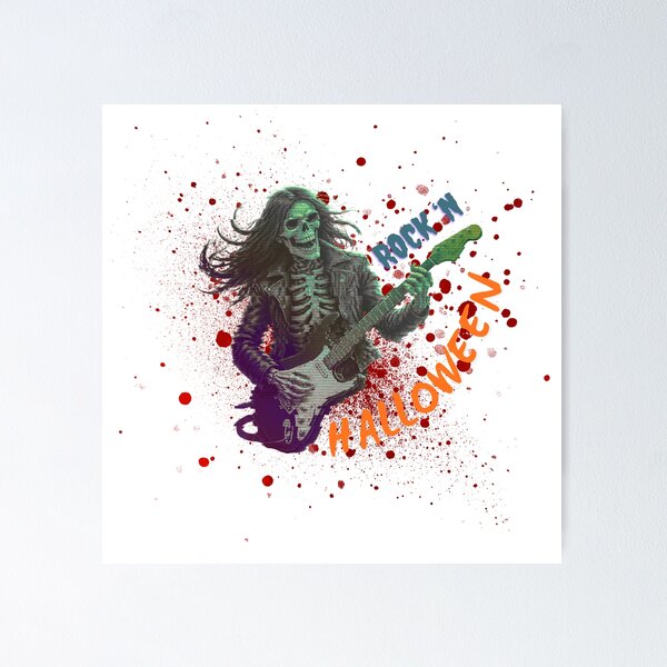 Item preview, halloween skeleton guitar rock roll designed and sold by MaciejPetelski.