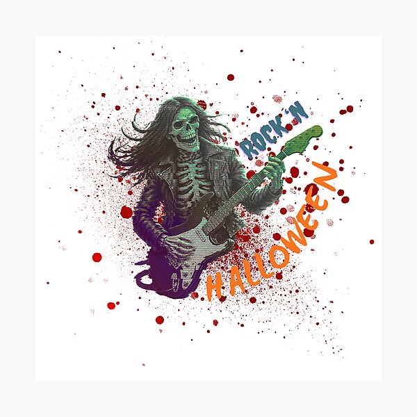 Item preview, halloween skeleton guitar rock roll designed and sold by MaciejPetelski.