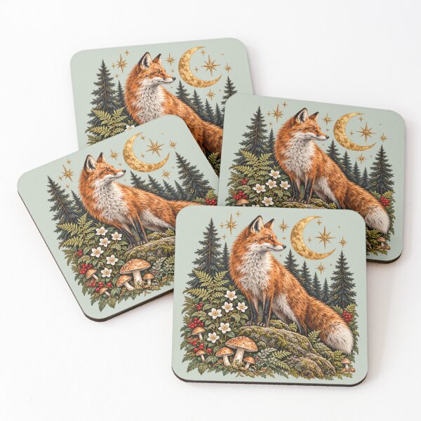 Item preview, Mystical Fox - Moonlit Woodland Forest Art designed and sold by NViora.