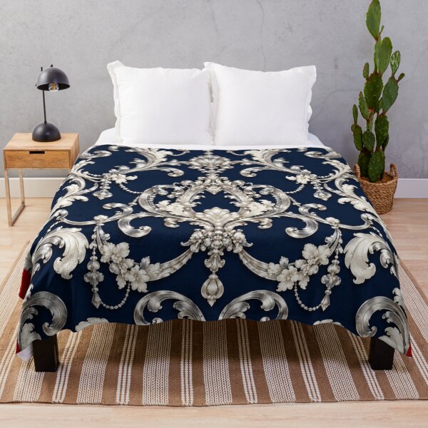 Item preview, Navy Blue, White & Silver Rococo designed and sold by DesignsByPrnces.