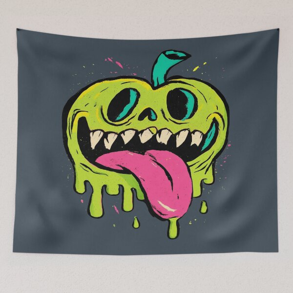 Item preview, Slimy Green Apple Monster Skull Face Graphic Halloween Art designed and sold by peterdesigns.