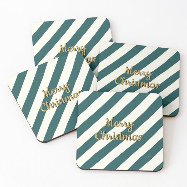 Item preview, Merry Christmas green and beige stripes designed and sold by Ana Gorozpe.
