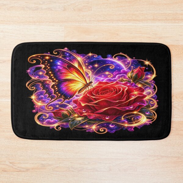 Item preview, Cosmic Butterfly and Crimson Rose – Celestial Fantasy Art designed and sold by TroviTutto.
