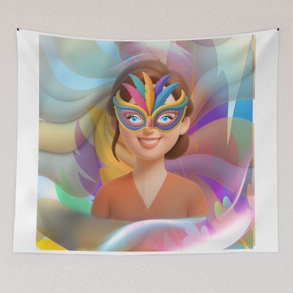 Item preview, 3D Colorful Carnival Mask Art Print designed and sold by tinkeybabes.