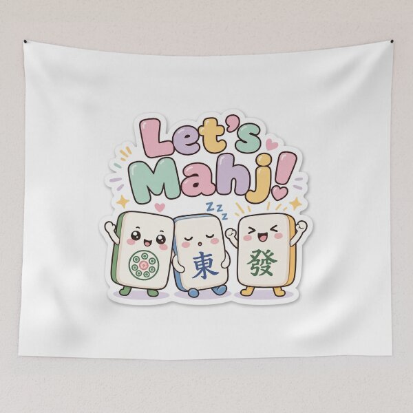 Item preview, Cute Let's Mahj Kawaii Mahjong Tiles Sticker designed and sold by Mahjong School.