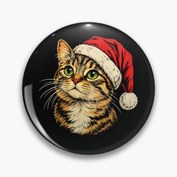 Item preview, Cute Green Eyed Christmas Cat Wearing Santa Hat designed and sold by Moizento.