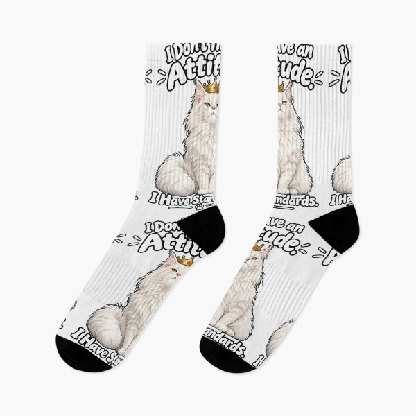Item preview, I Don't Have an Attitude I Have Standards – White Maine Coon Cat designed and sold by Bettybee00.