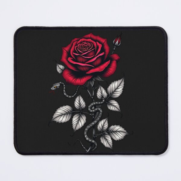 Item preview, Snake and Red Rose – Gothic Tattoo Flash Art RBA-2026-0203-F designed and sold by IdeaSmith.