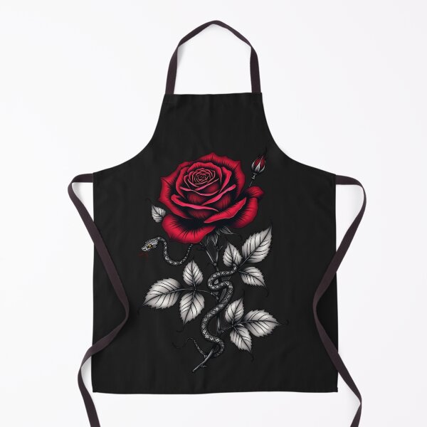 Item preview, Snake and Red Rose – Gothic Tattoo Flash Art RBA-2026-0203-F designed and sold by IdeaSmith.