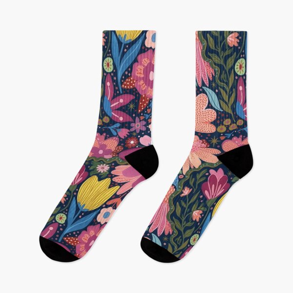 Item preview, Vibrant Midnight Garden Floral Pattern designed and sold by Qualali Studio.
