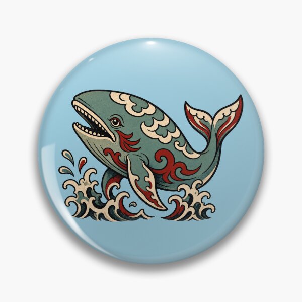 Item preview, Traditional Whale Tattoo Art - Vintage Ocean Nautical Design designed and sold by Rokoyo Prints.