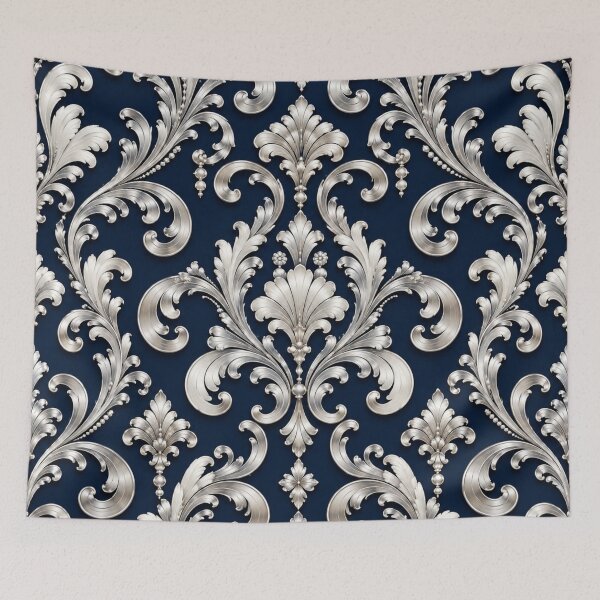 Aperçu de l'œuvre Rococo bleu foncé et blanc créée et vendue par DesignsByPrnces.