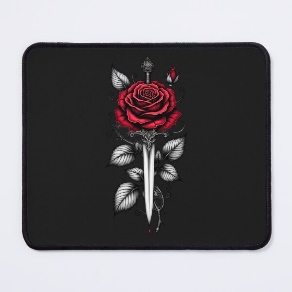 Item preview, Dagger and Red Rose – Gothic Tattoo Flash Art RBA-2026-0202-F designed and sold by IdeaSmith.