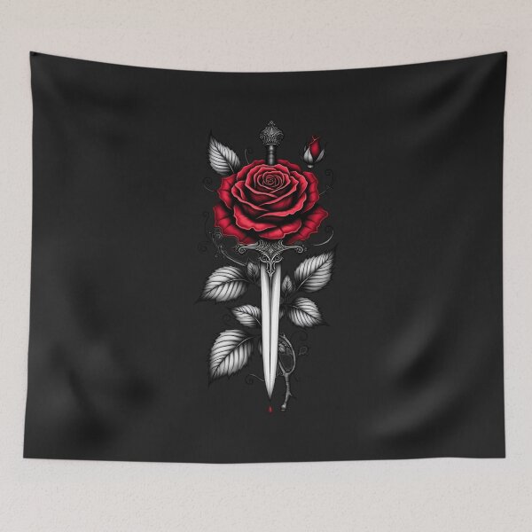 Item preview, Dagger and Red Rose – Gothic Tattoo Flash Art RBA-2026-0202-F designed and sold by IdeaSmith.