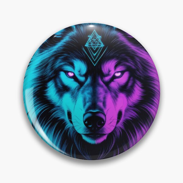 Item preview, Neon Cyberpunk Geometric Wolf Head Glow Art designed and sold by mimikaka.