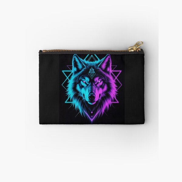 Item preview, Neon Cyberpunk Geometric Wolf Head Glow Art designed and sold by mimikaka.