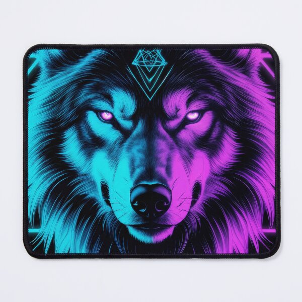 Item preview, Neon Cyberpunk Geometric Wolf Head Glow Art designed and sold by mimikaka.