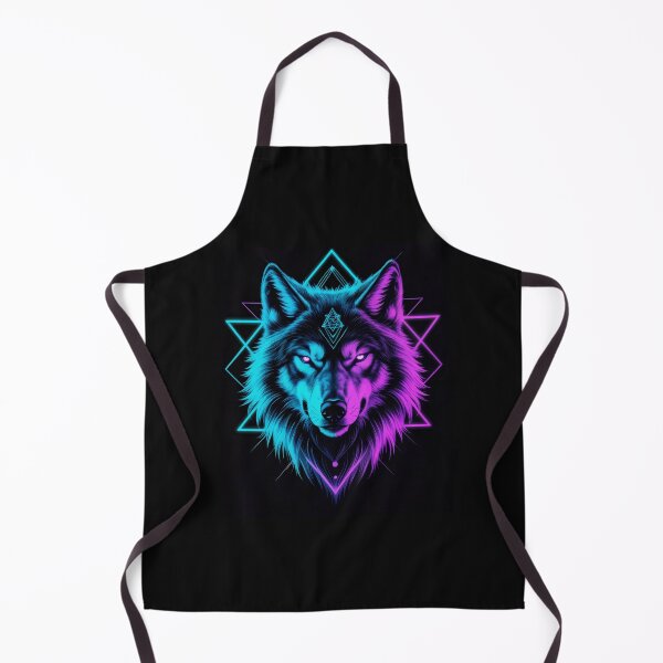 Item preview, Neon Cyberpunk Geometric Wolf Head Glow Art designed and sold by mimikaka.