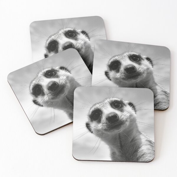 Item preview, Funny Meerkat Black and White Portrait Print, Monochrome Animal Wall Art designed and sold by QuietCanvasArtworks.
