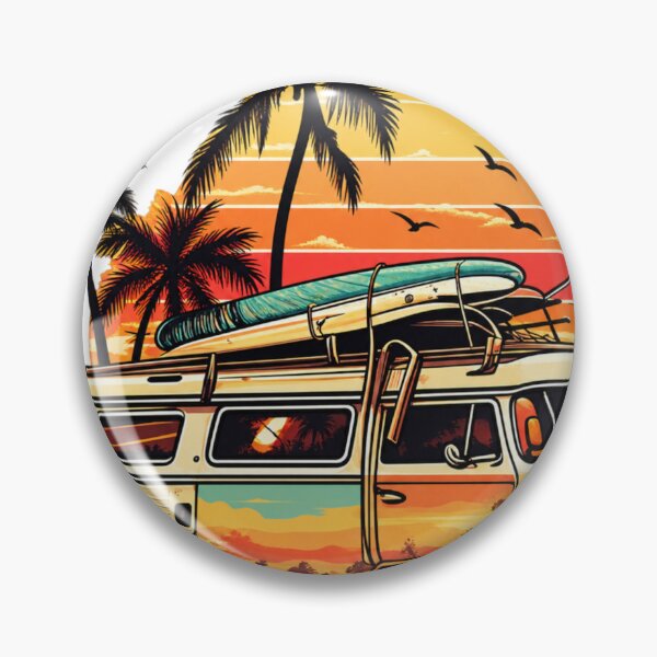 Item preview, Retro Surf Van Sunset – Vintage Beach Road Trip designed and sold by Print Print On.