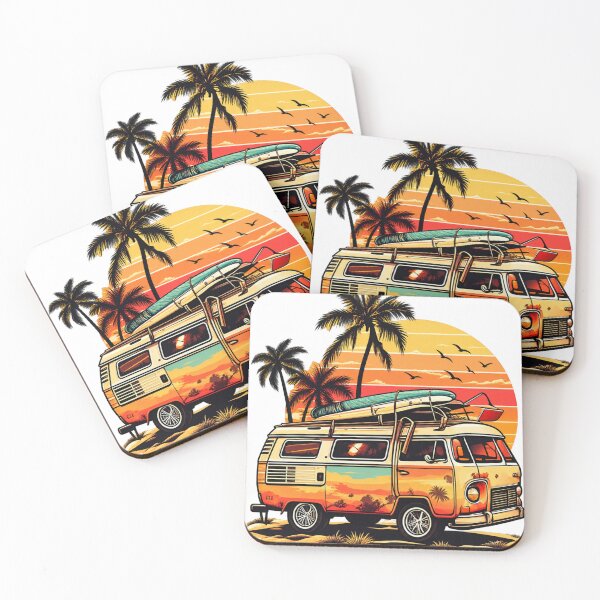 Item preview, Retro Surf Van Sunset – Vintage Beach Road Trip designed and sold by Print Print On.