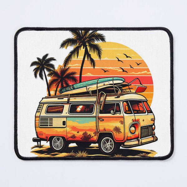 Item preview, Retro Surf Van Sunset – Vintage Beach Road Trip designed and sold by Print Print On.