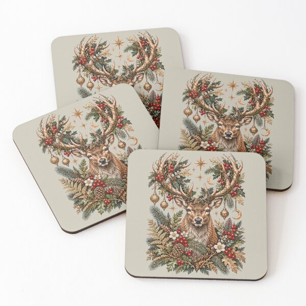 Item preview, Vintage Christmas Stag - Botanical Woodland Deer designed and sold by NViora.
