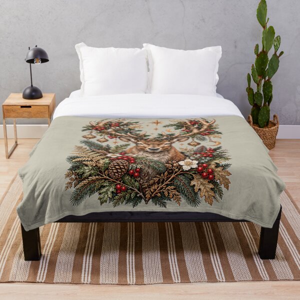Item preview, Vintage Christmas Stag - Botanical Woodland Deer designed and sold by NViora.