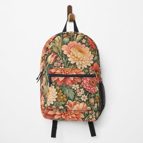 Item preview, Vintage Terracotta Dahlia Tulip and Poppy Floral Pattern designed and sold by Apex Designs.