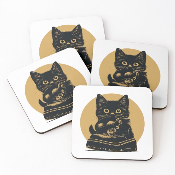 Item preview, Vintage Black Cat in Combat Boot - Gold Line Art Alternative Sticker designed and sold by Audra-studio.