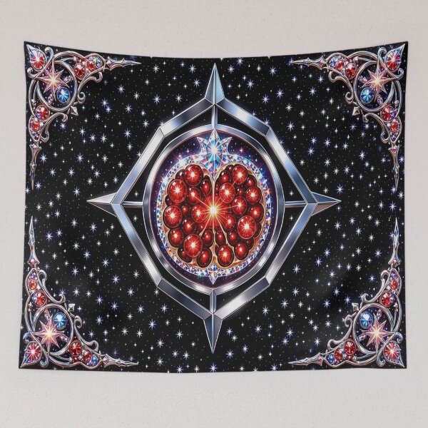 Item preview, Cosmic Pomegranate - Starry Silver Celestial Fruit Art designed and sold by Breezes-of-Ida.