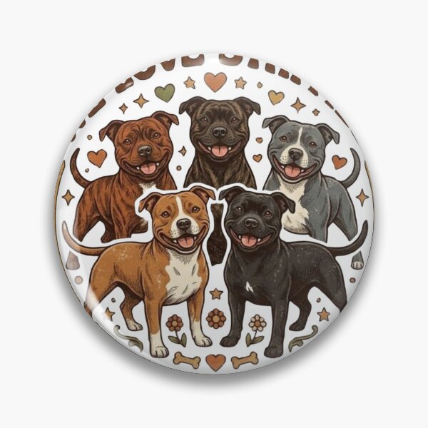 Item preview, We Love Staffies - Retro Staffordshire Bull Terrier Illustration designed and sold by Retro Hound Co..