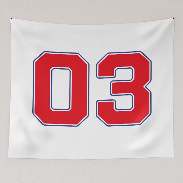 Item preview, 03 | Jersey Number 03 | Shirt Number 03 (Red / Blue) designed and sold by STUDIO-72.