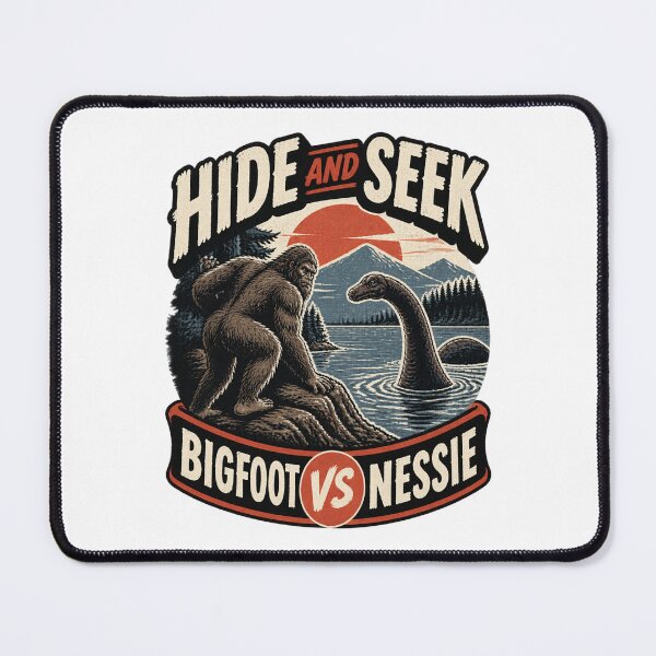 Item preview, Bigfoot vs Loch Ness Monster Hide and Seek Funny Cryptid Illustration designed and sold by winzesty.