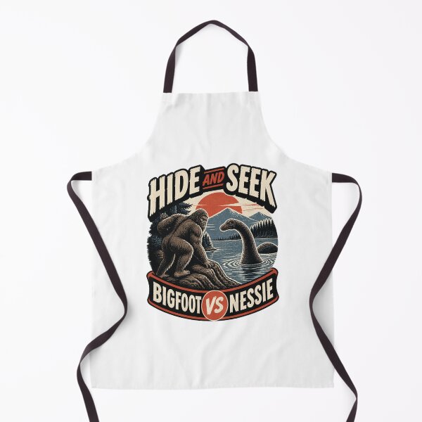 Item preview, Bigfoot vs Loch Ness Monster Hide and Seek Funny Cryptid Illustration designed and sold by winzesty.