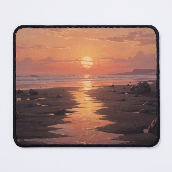 Item preview, Volcanic Black Sand Beach at Sunset | Moody Seascape designed and sold by RC Design.