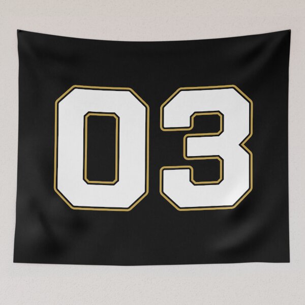 Item preview, 03 | Jersey Number 03 | Shirt Number 03 (White / Gold) designed and sold by STUDIO-72.