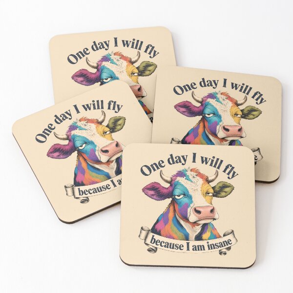 Item preview, One day I will fly because I am insane - A colorful cow designed and sold by ParadoxParadox.