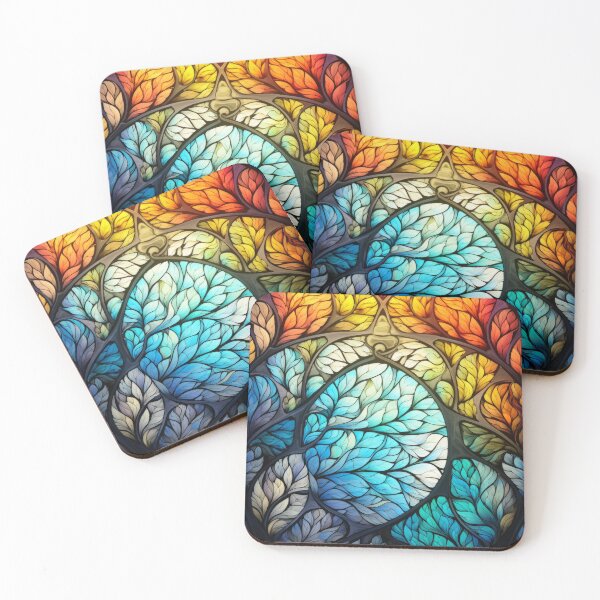 Item preview, Fractal Stained Glass Leaf Pattern designed and sold by pinkal.
