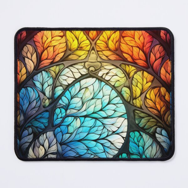 Item preview, Fractal Stained Glass Leaf Pattern designed and sold by pinkal.