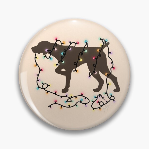Item preview, German sharthaired pointer with Christmas lights beige designed and sold by Ana Gorozpe.