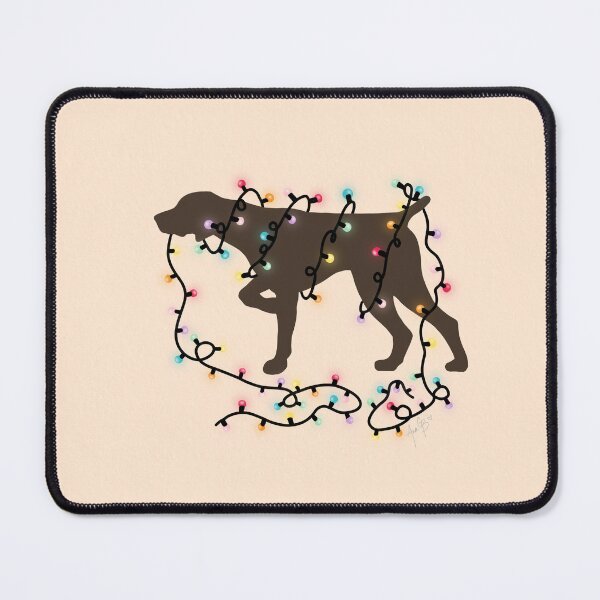 Item preview, German sharthaired pointer with Christmas lights beige designed and sold by Ana Gorozpe.