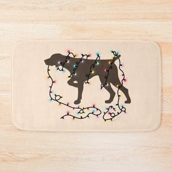 Item preview, German sharthaired pointer with Christmas lights beige designed and sold by Ana Gorozpe.