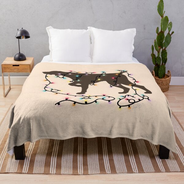 Item preview, German sharthaired pointer with Christmas lights beige designed and sold by Ana Gorozpe.