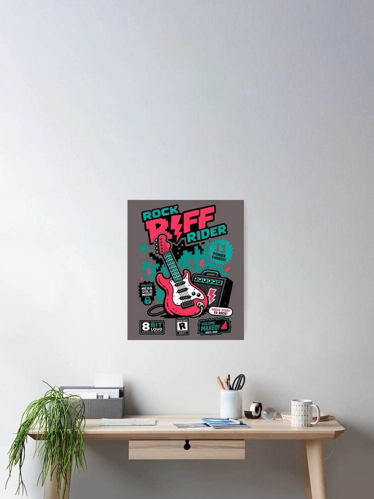 Aperçu 2 sur 3. Poster avec l'œuvre Rock Riff Rider créée et vendue par BrambleBox.