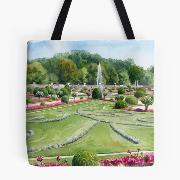 Item preview, Château de Chenonceau Formal Gardens — French Renaissance digital Watercolor Landscape born from real photography designed and sold by M.ALK.Watercolor.